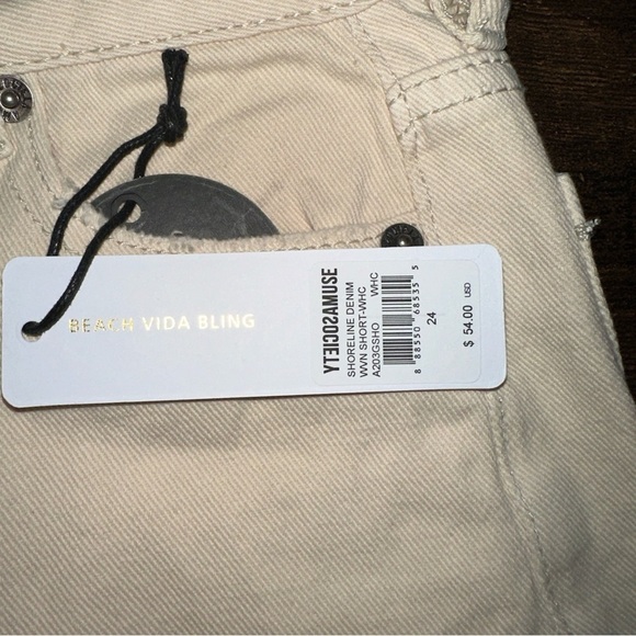 Amuse Society  Womens Shoreline Denim Woven Short‎ Size 24 Y2K Beach Frayed Hem - Picture 4 of 12